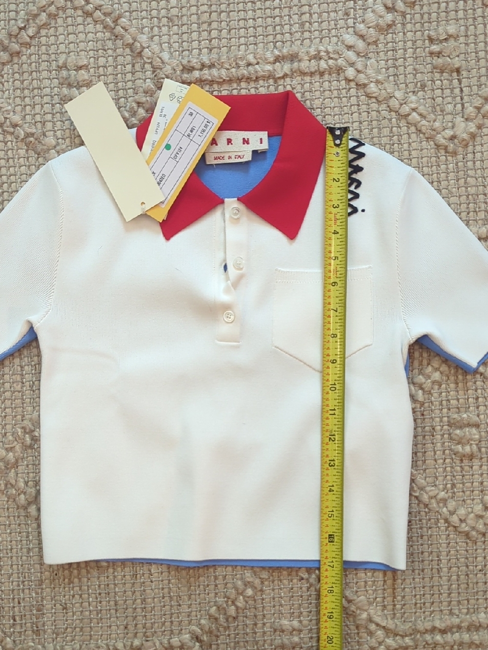 NWT Marni Technical Viscose Contrast Polo Knit Top Blue Red Size XS IT 38 - Picture 7 of 7